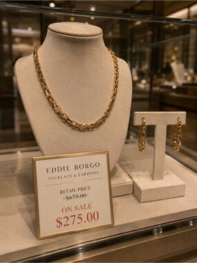 Eddie Borgo Polished Gold Link Necklace with Matching Hoop Link Earrings